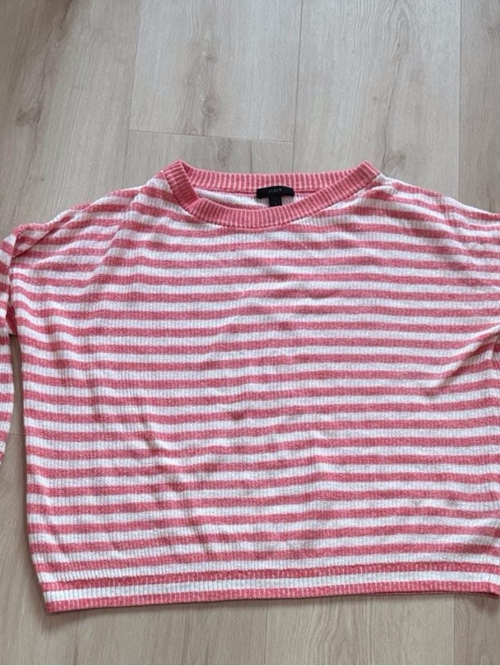 Striped Pink and White Knit Crop Sweater